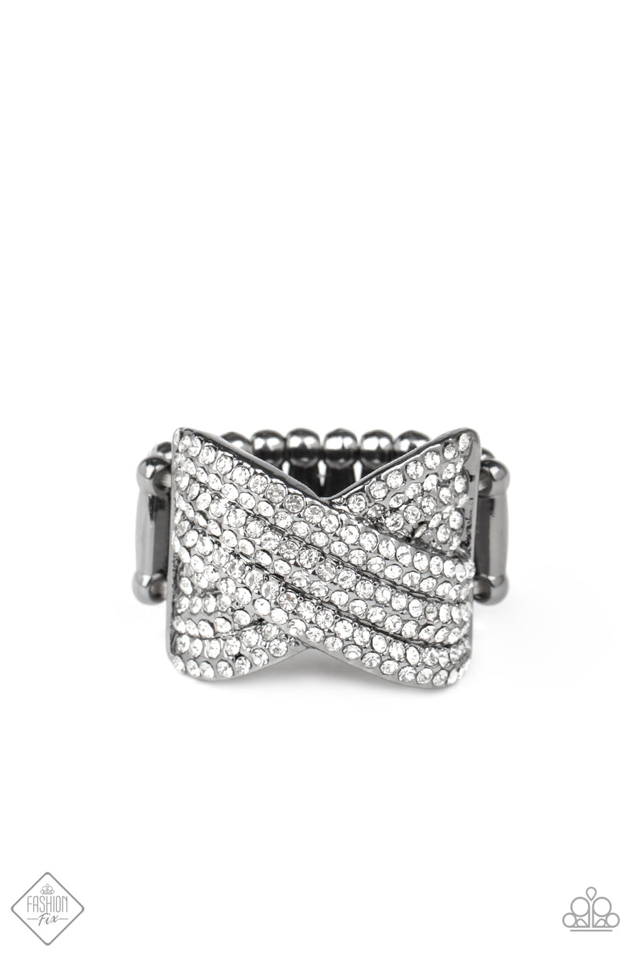GIRL BOSS GLITTER - GUNMETAL RHINESTONE RING