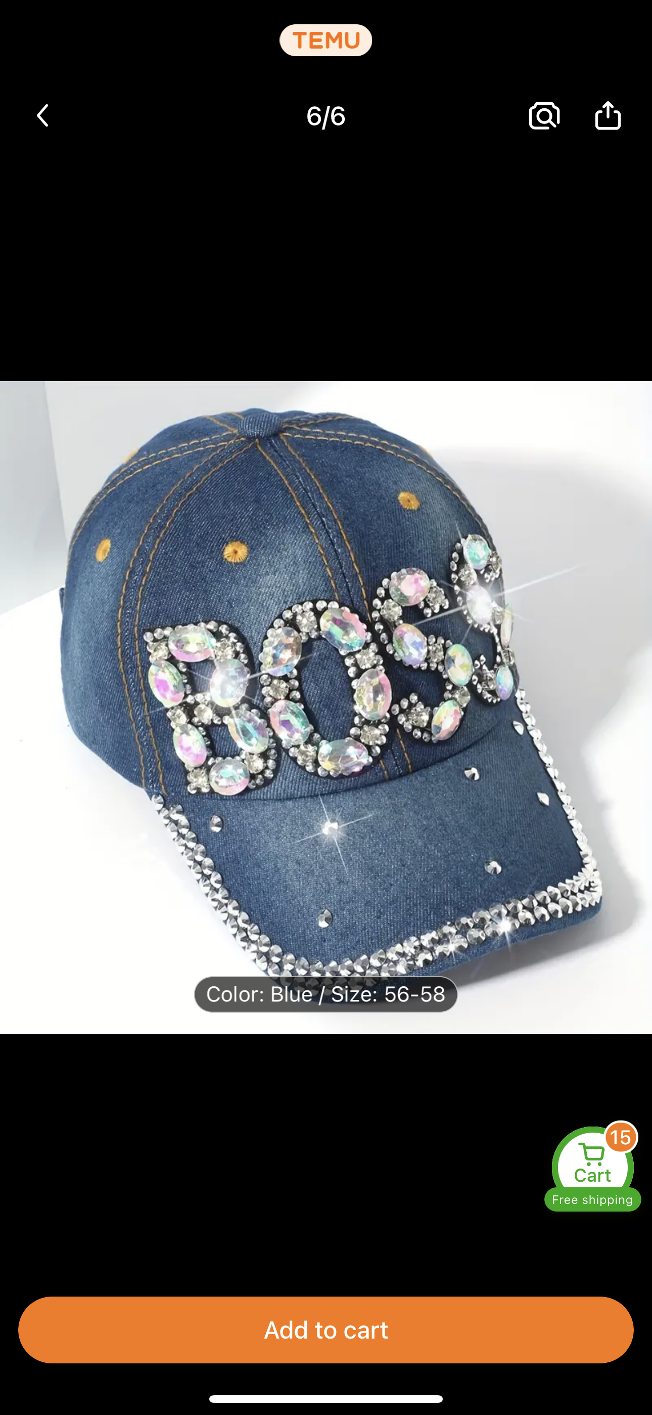 Rhinestone BOSS Graphic Baseball Cap Blue Denim Washed Distressed Sports Hat