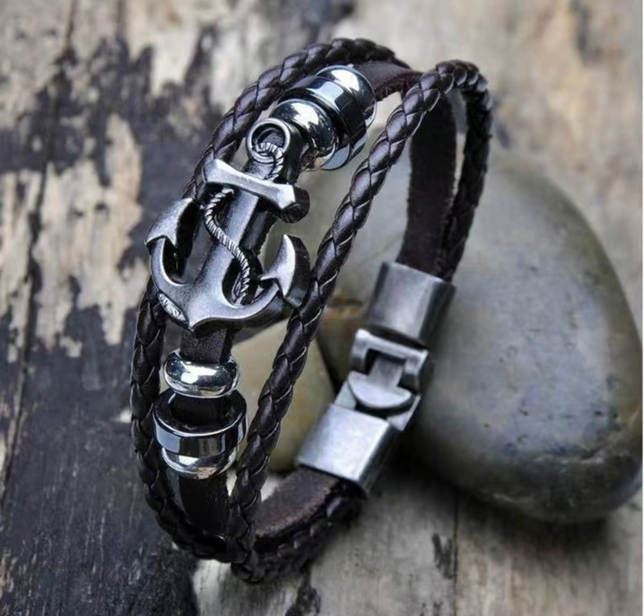 Men’s Bracelet anchor leather