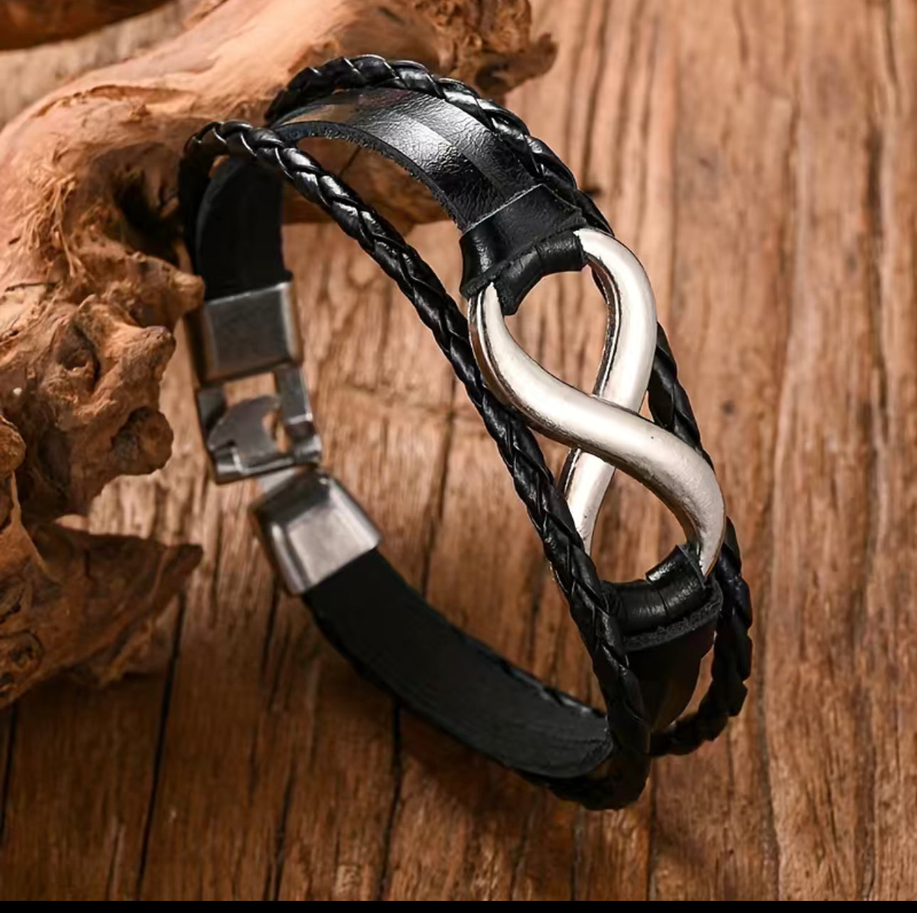 Figure 8mens black bracelet