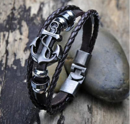 Men’s Bracelet anchor leather