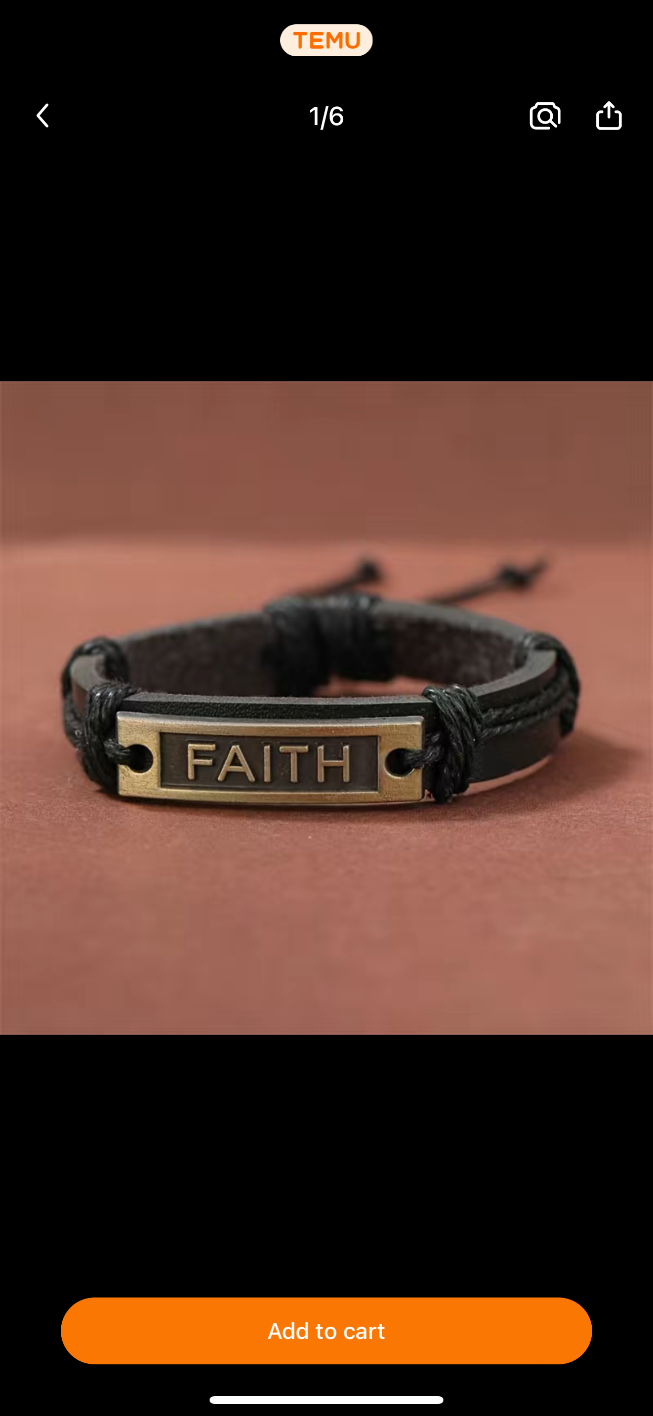 Faith Mens Black Bracelet