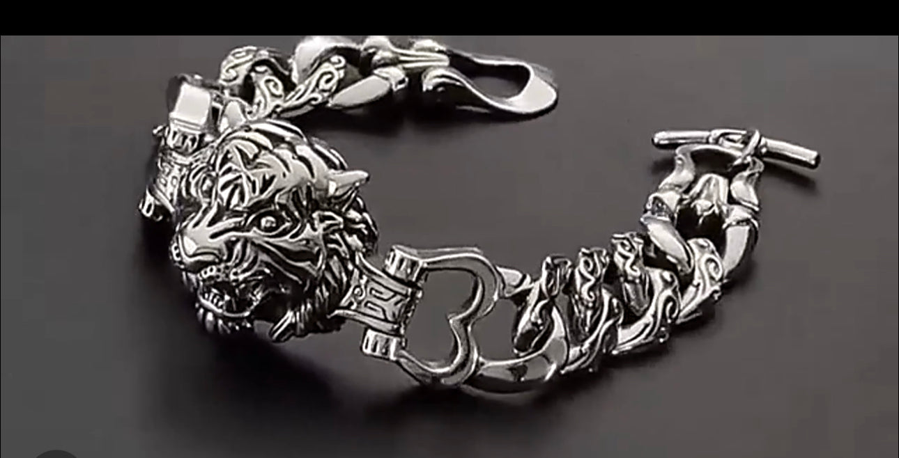 Tiger head Mens Bracelet