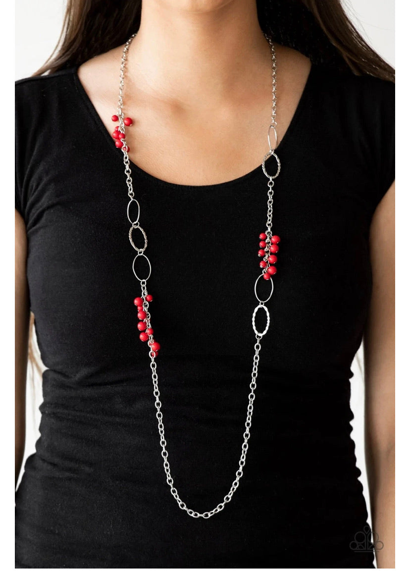 Flirty Foxtrot Red Necklace