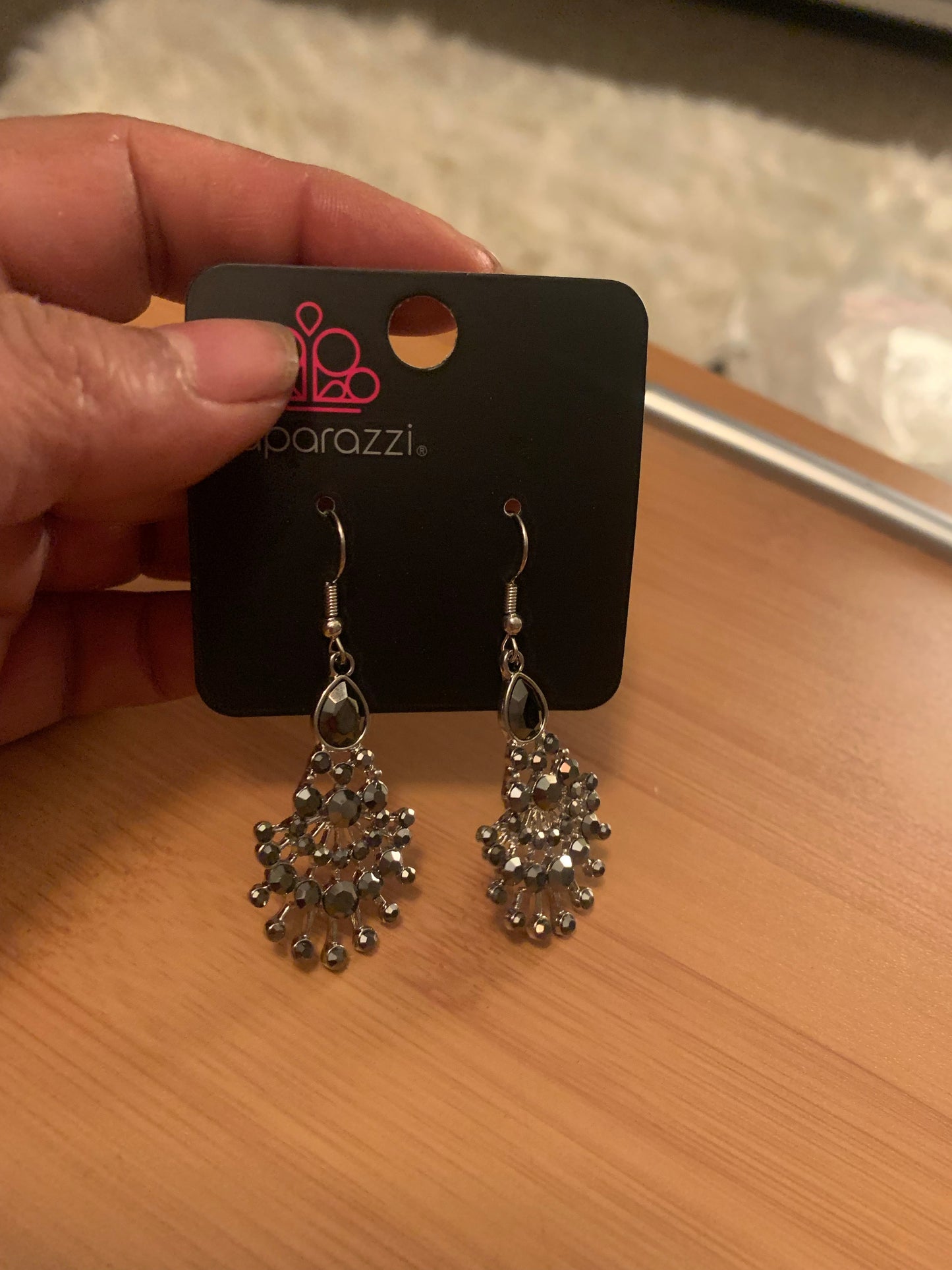 Silver sparkling earrings