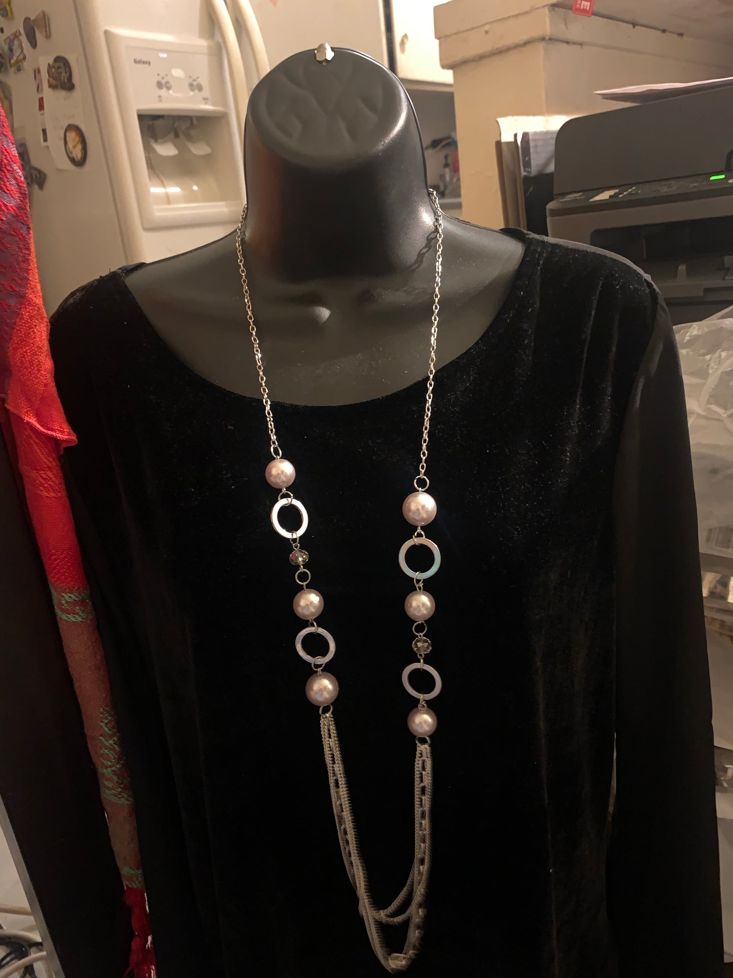 Long silver necklace