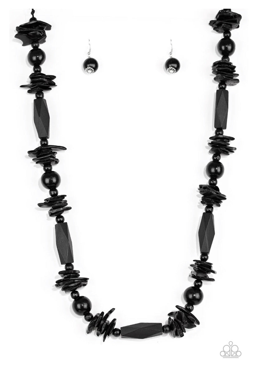 Cozumel Coast Black wooden beads necklace