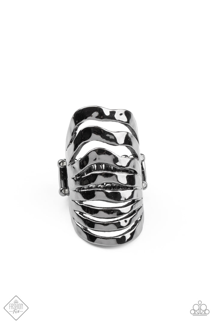 Sound Waves Gunmetal Ring