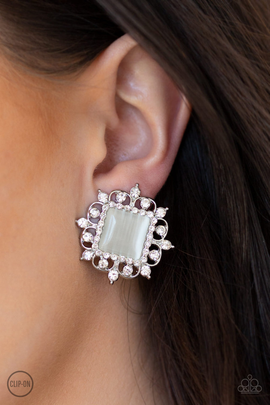 GET RICH QUICK" WHITE CLIP ON EARRINGS