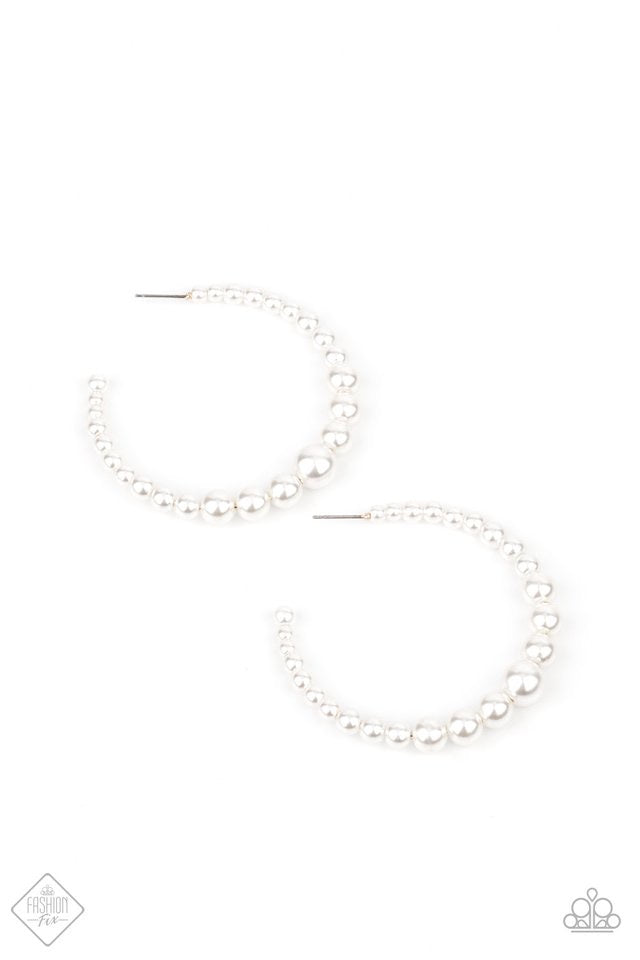 Glamour Graduate - White hoop earrings