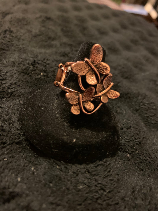 Ladies ring butterfly shaped color copper