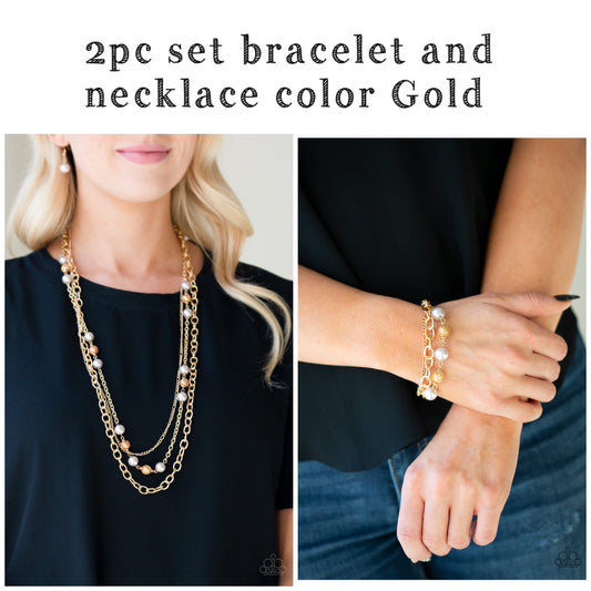 2pc Set bracelet and necklace Color Gold