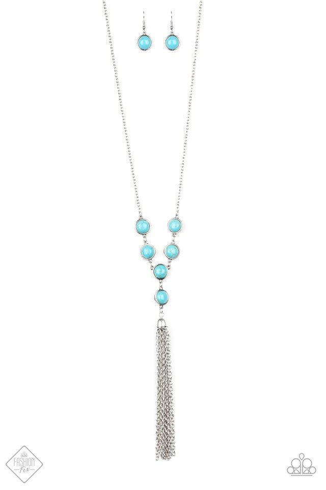 Necklace set color silver with turquoise stones