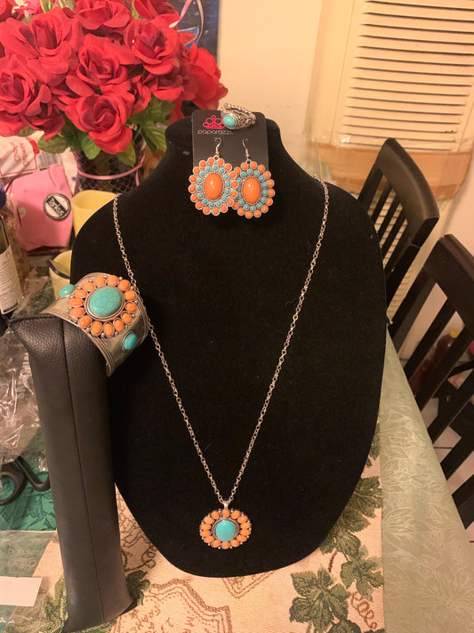 4pc set Multicolor includes: necklace, bracelet, earrings and ring