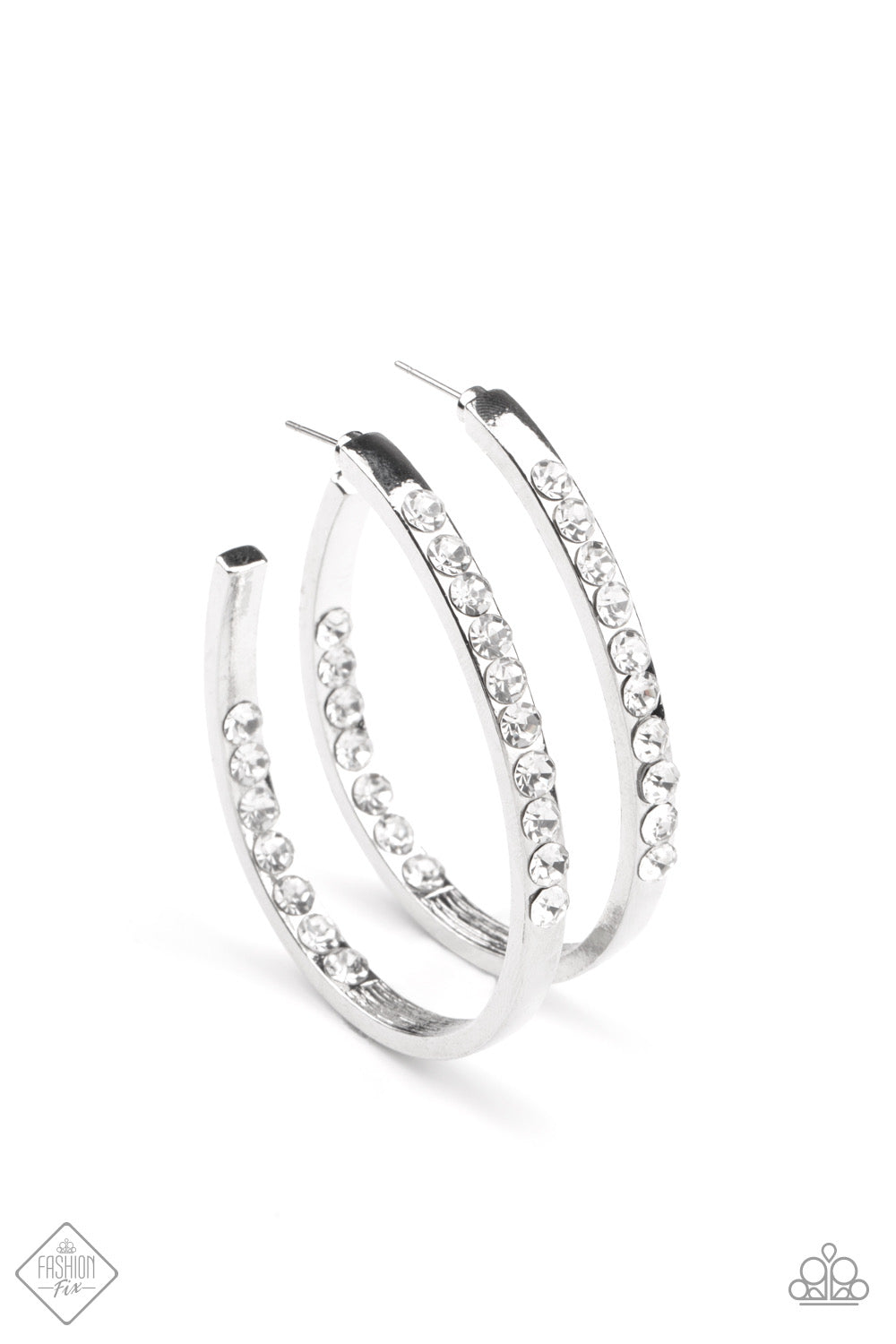 Borderline Brilliance - White hoop earrings