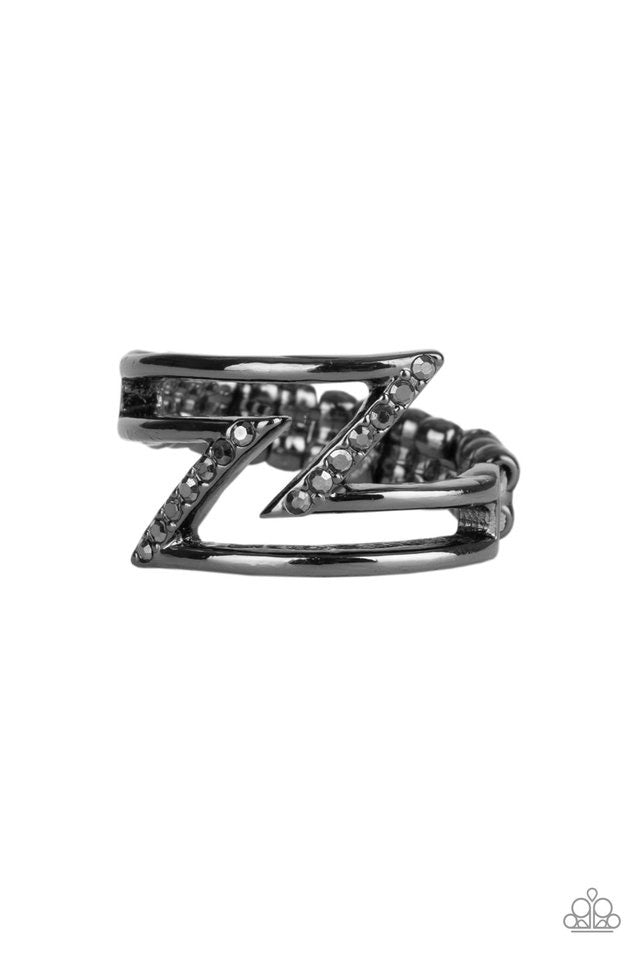 5th Avenue Flash Black Hematite Rhinestone Ring