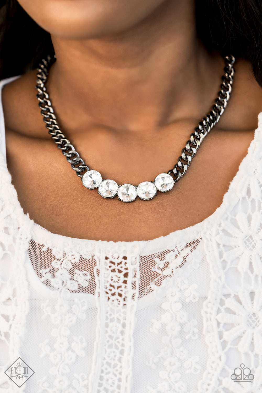 Rhinestone Renegade black necklace