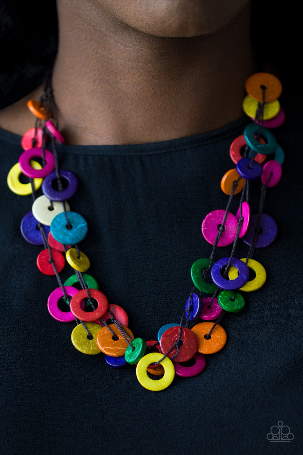 Necklace set with wooden beads multicolor