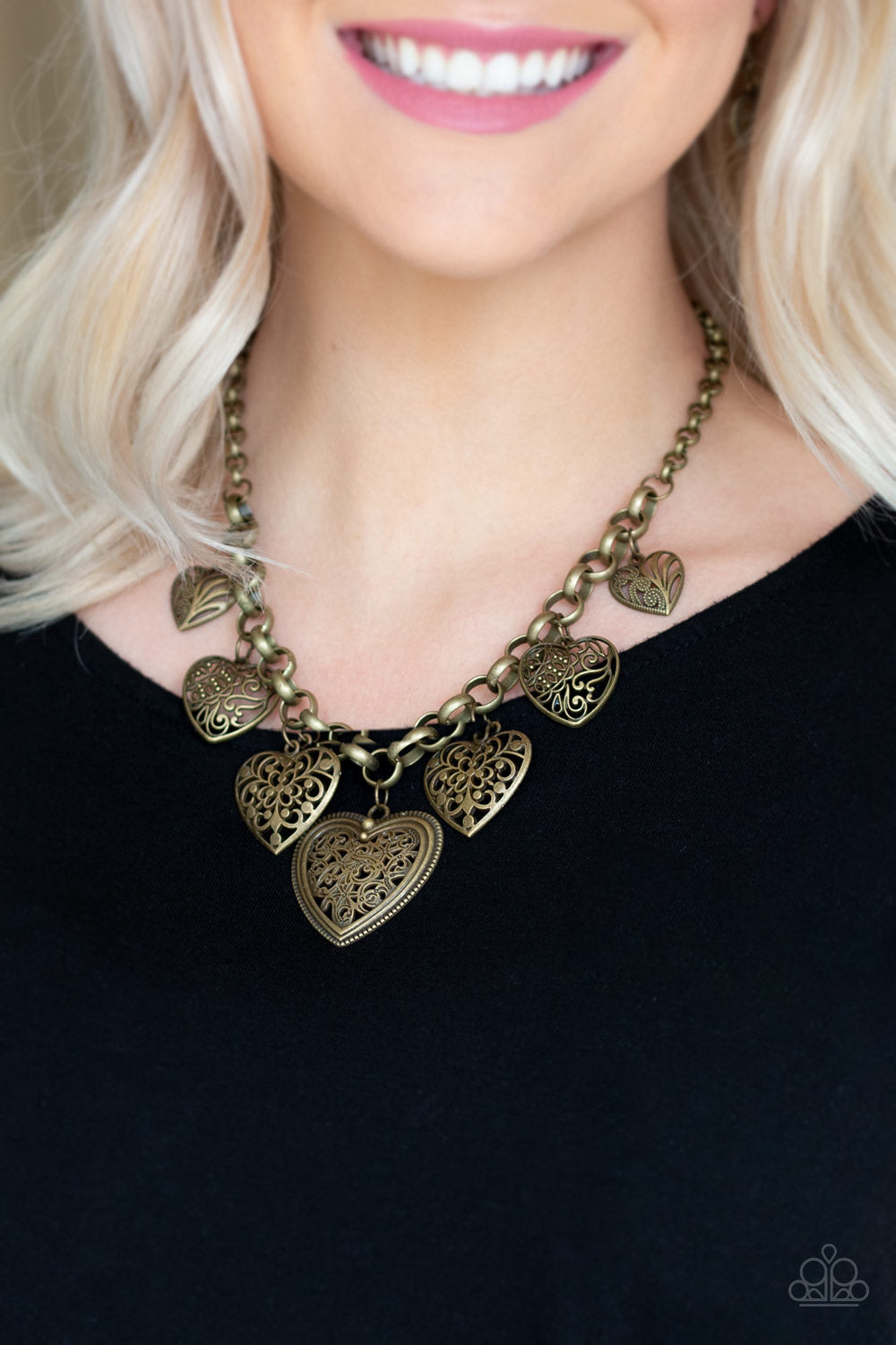 Love Lockets brass necklace