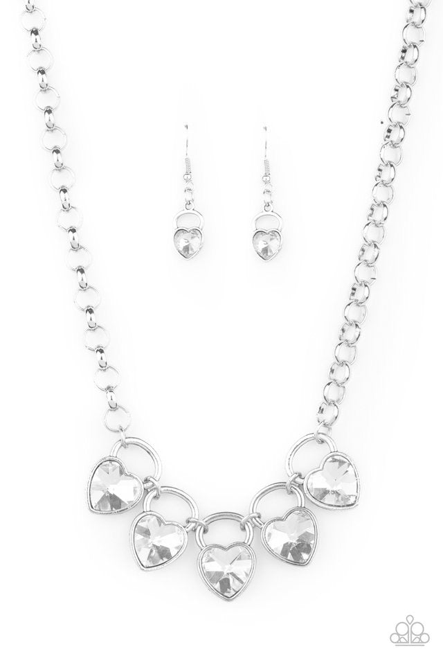 Heart on you heels white necklace