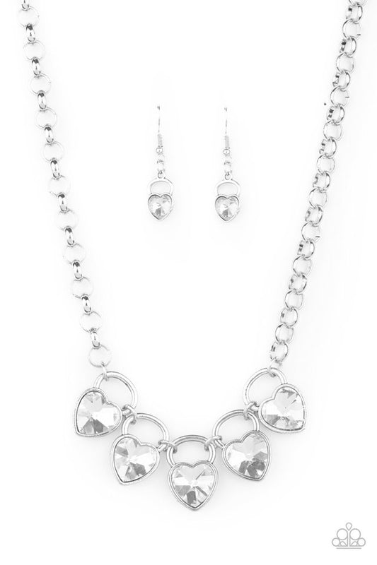 Heart on you heels white necklace