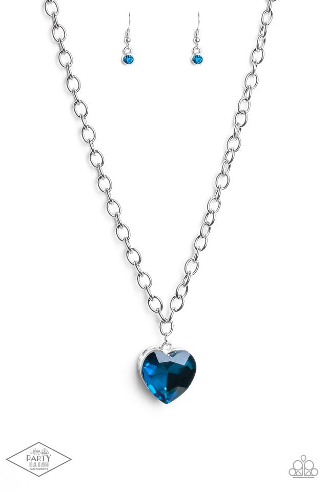 flirtatiously flashy blue heart necklace