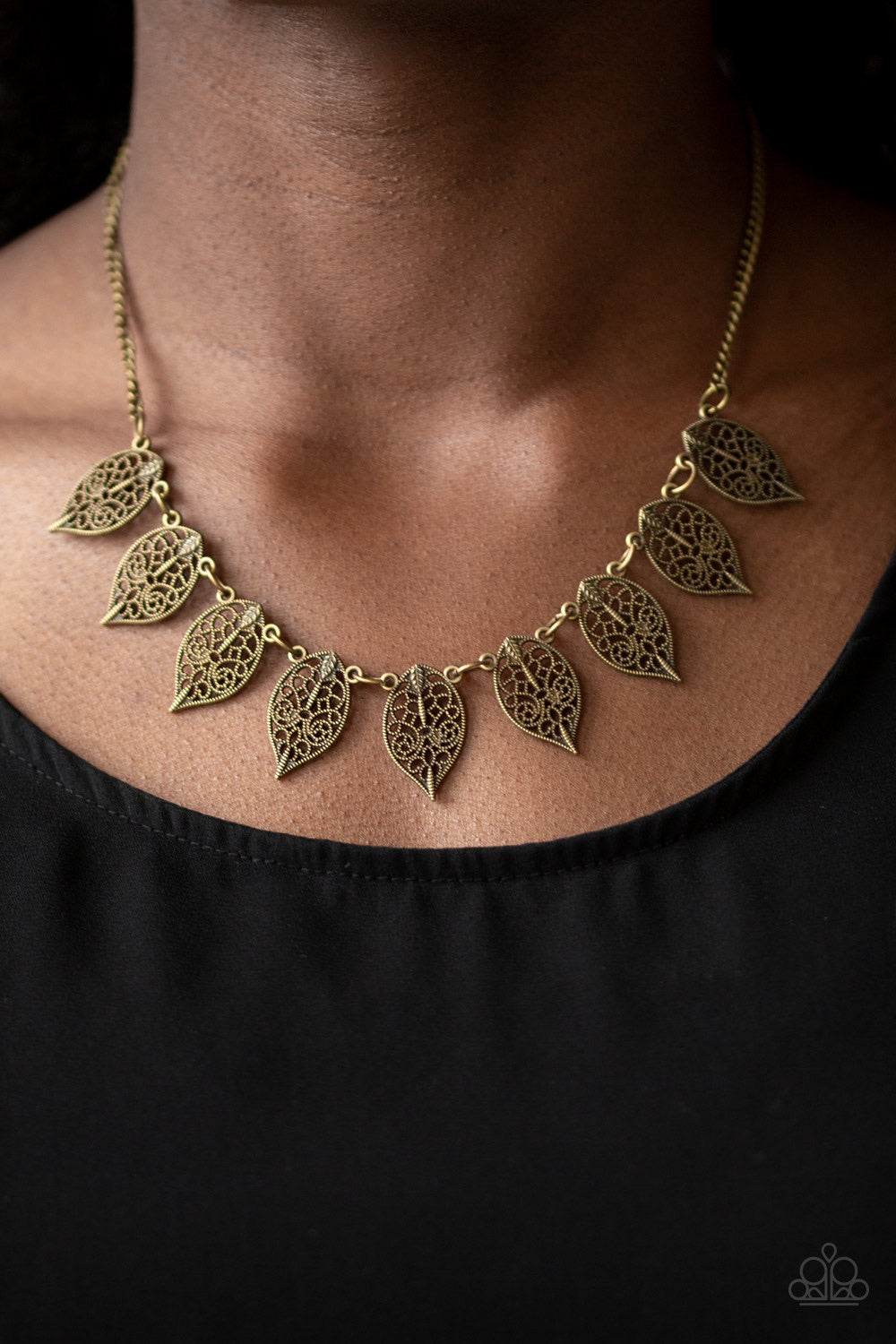 Leafy Lagoon brass necklace