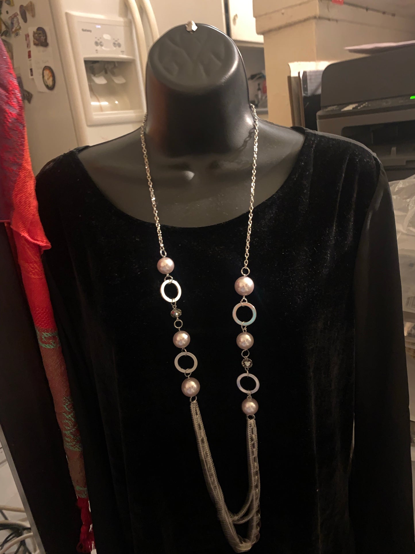 Long silver necklace