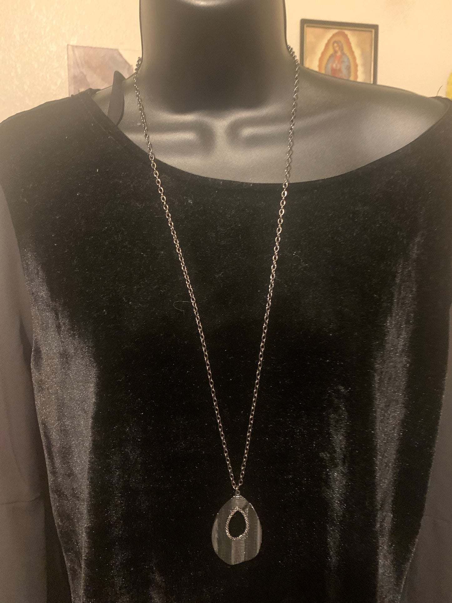 Black long necklace