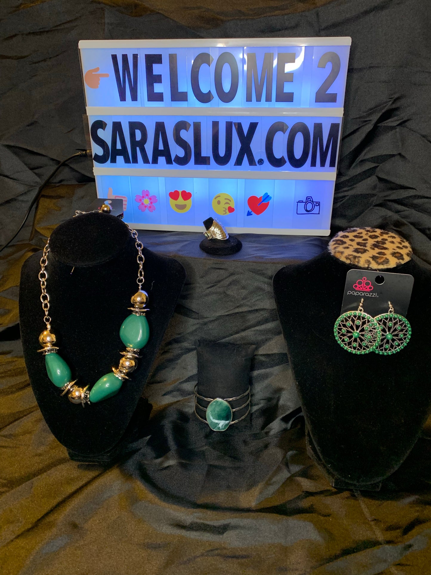 4pc set color Green; includes: necklace, bracelet, earrings and ring