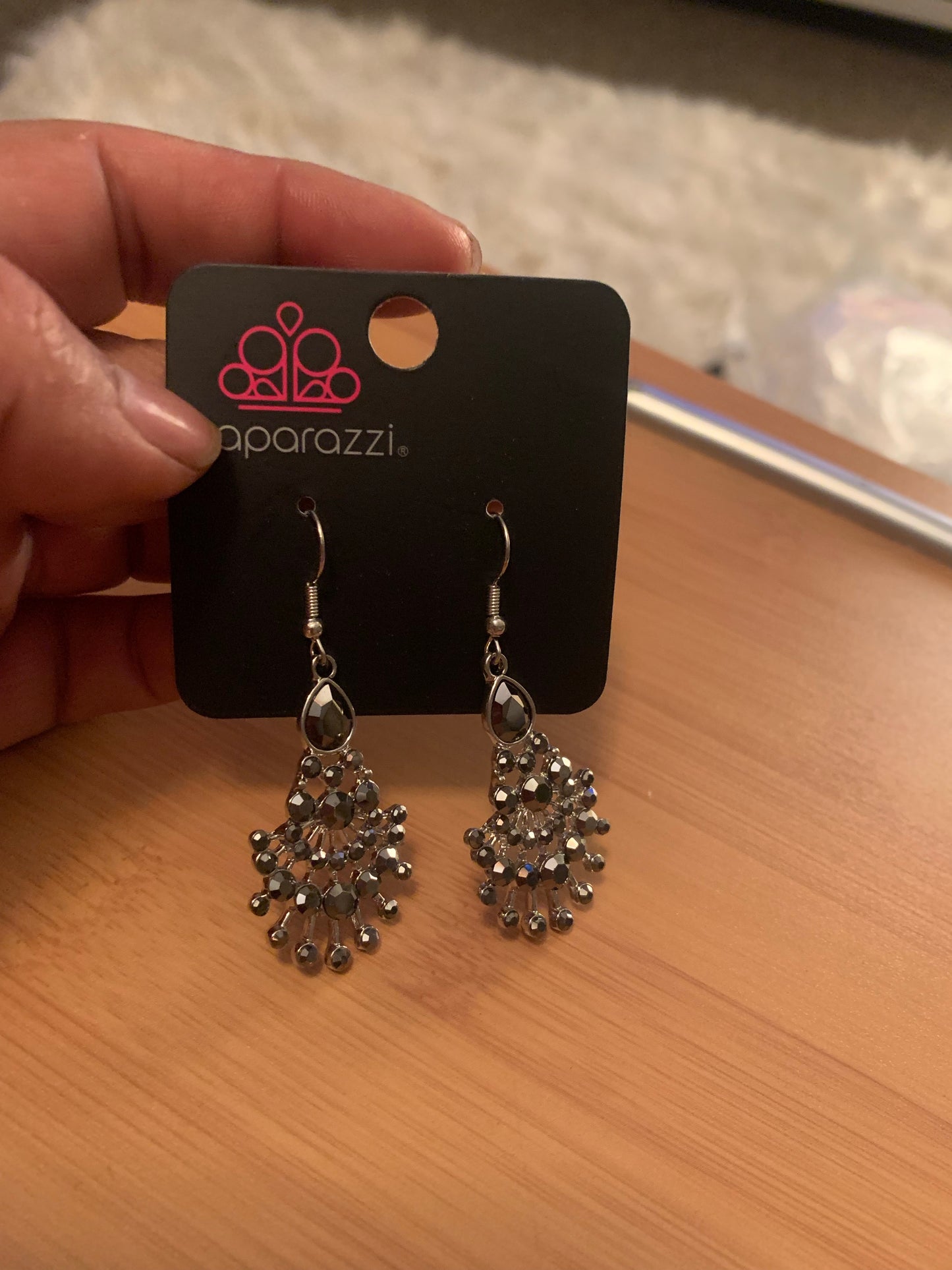 Silver sparkling earrings