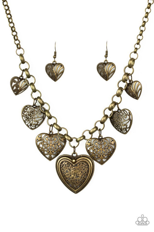 Love Lockets brass necklace