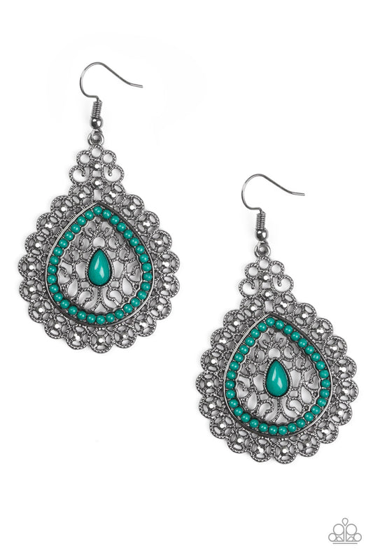 Carnival Courtesan Green Earrings