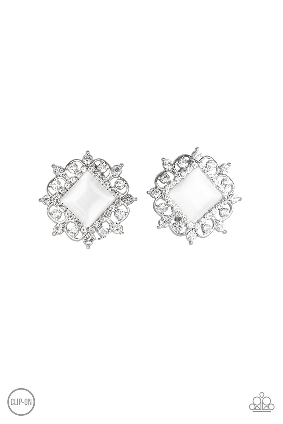 GET RICH QUICK" WHITE CLIP ON EARRINGS