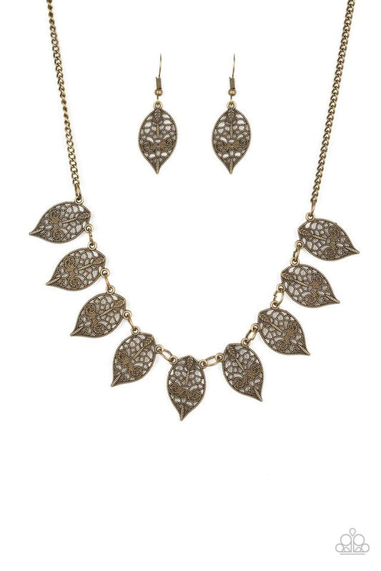 Leafy Lagoon brass necklace