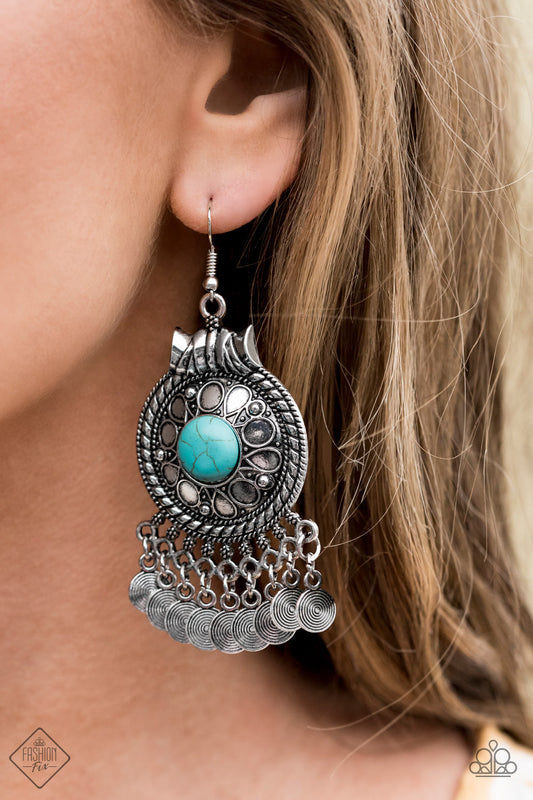 Earrings color silver with turquoise stones