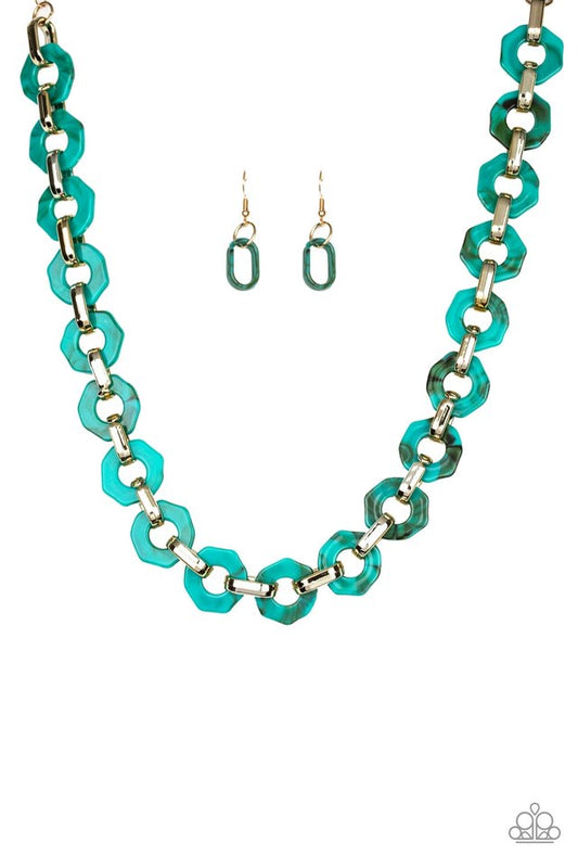 Necklace color mint with gold