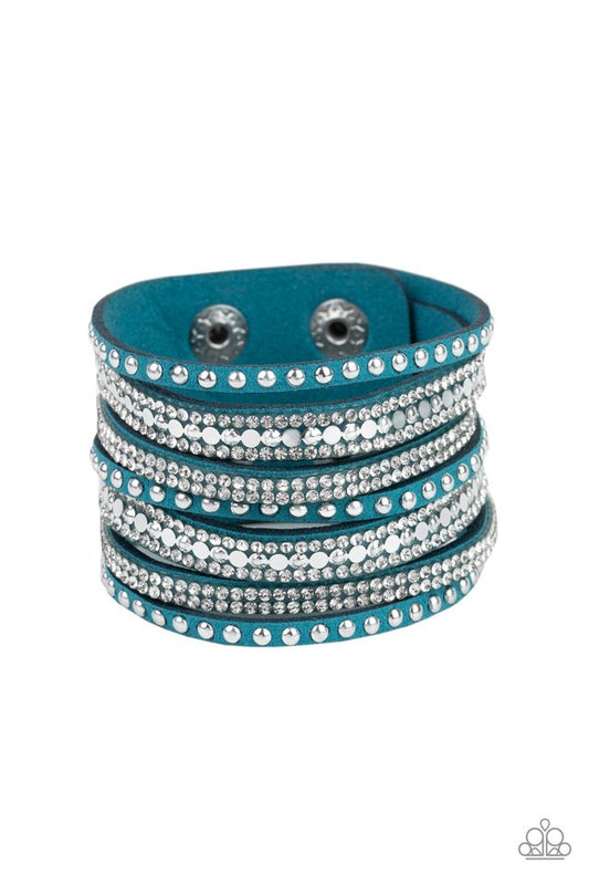 Leather Bracelet color teal blue