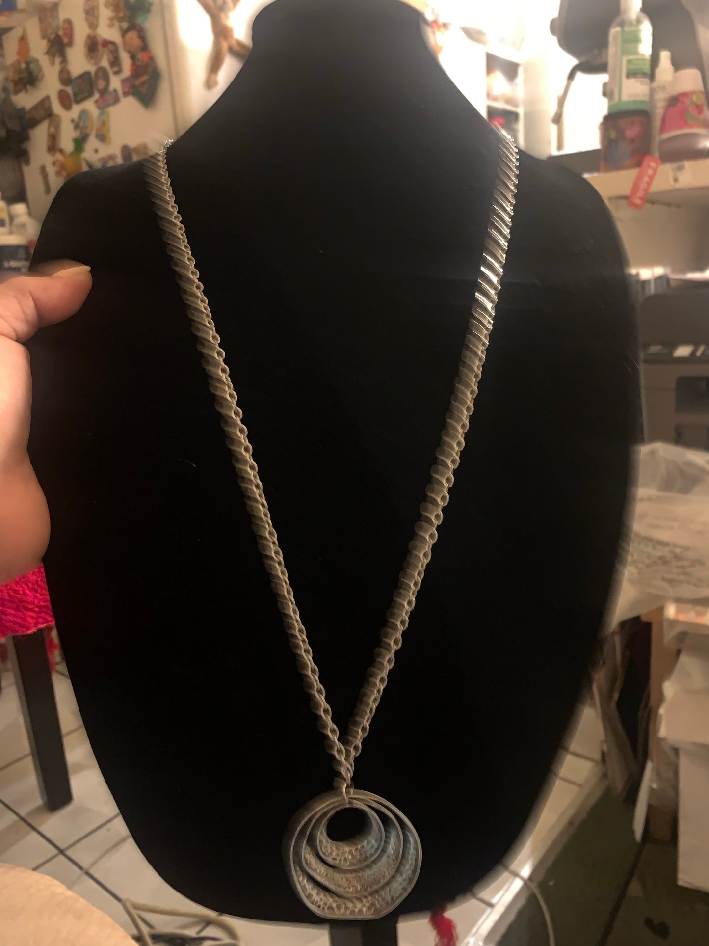 Long silver necklace