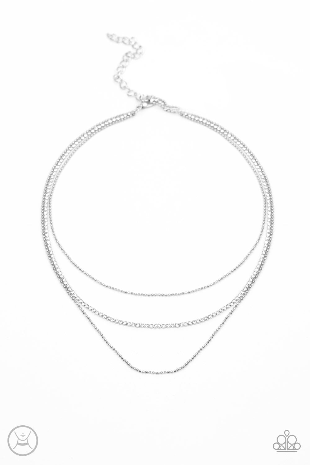 Battle of the Glitz - White choker color silver