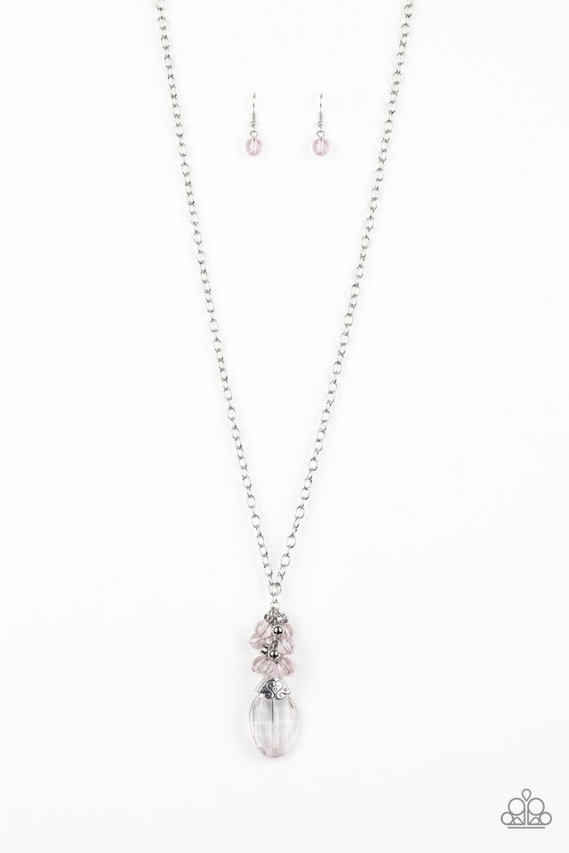 Crystal cascade pink necklace