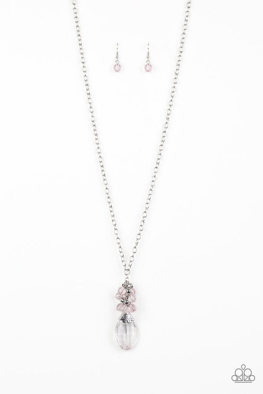 Crystal cascade pink necklace