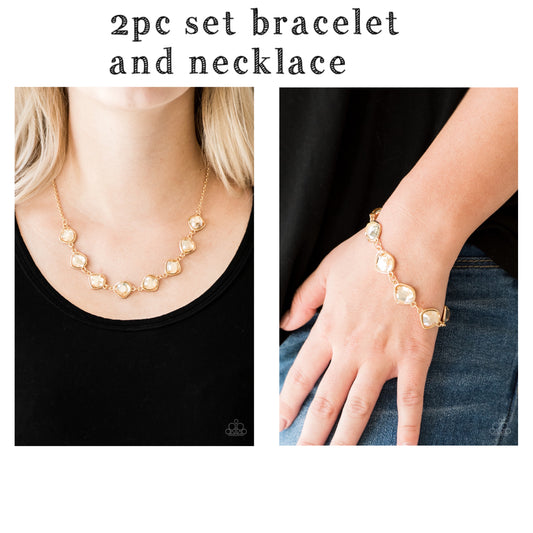 2pc set bracelet and necklace Gold