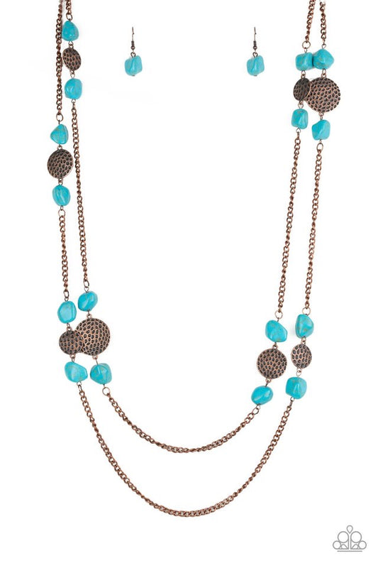 Necklace color copper with turquoise stones