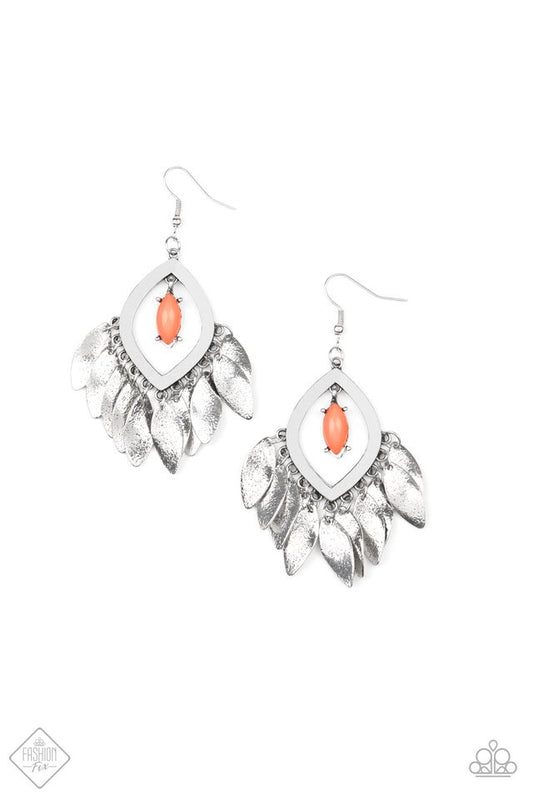 Earrings color silver with orange stones