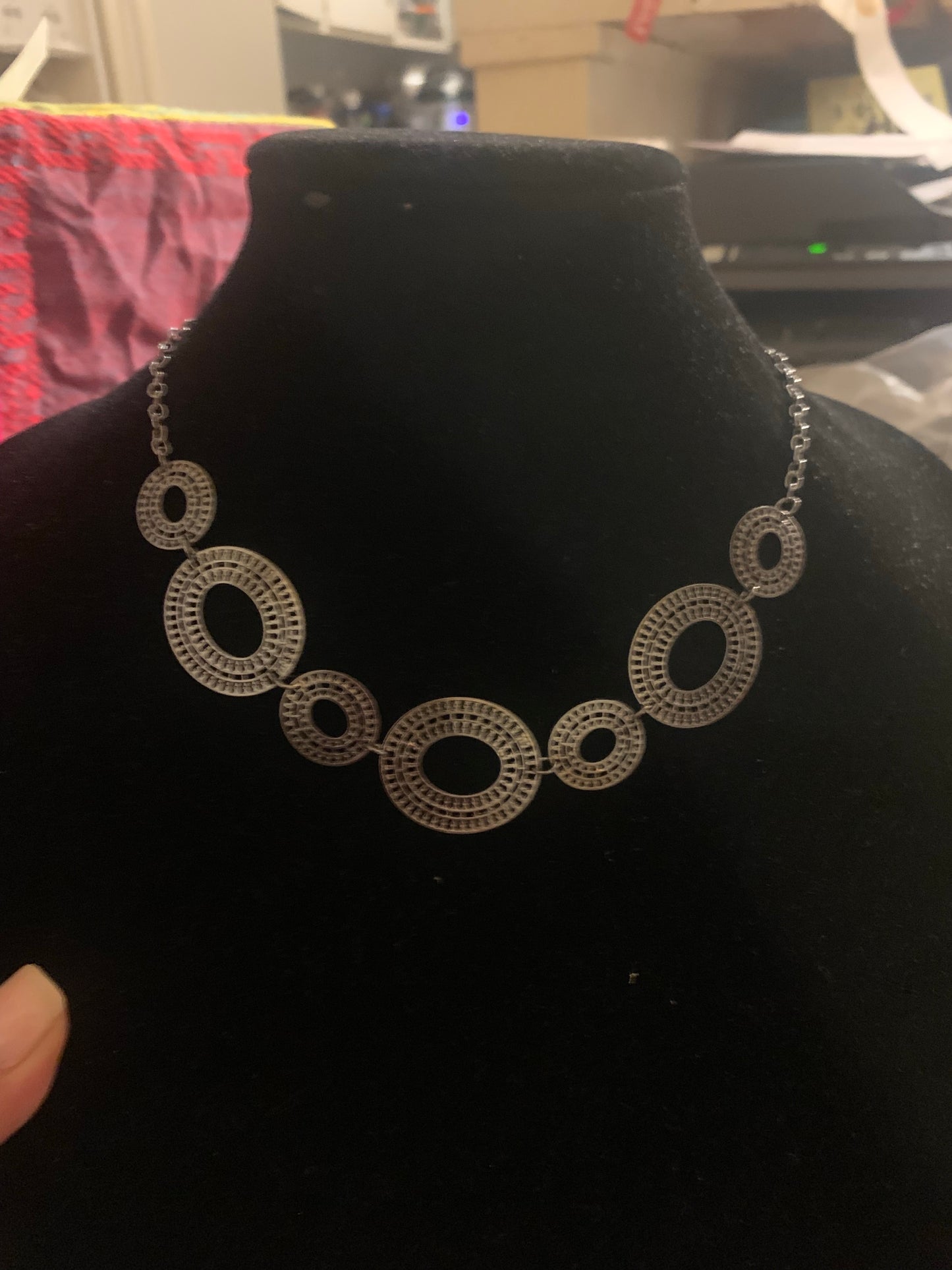 Black necklace with complementary earrings