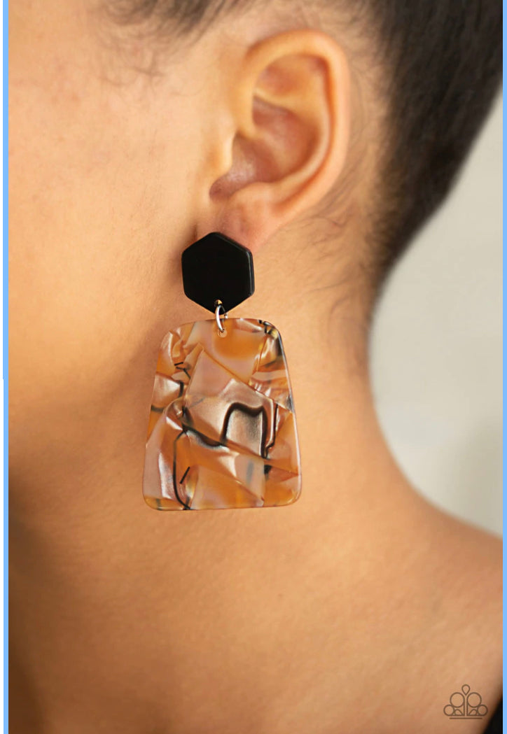 Majestic Mariner - Brown - Paparazzi - Acrylic Post Back Earrings