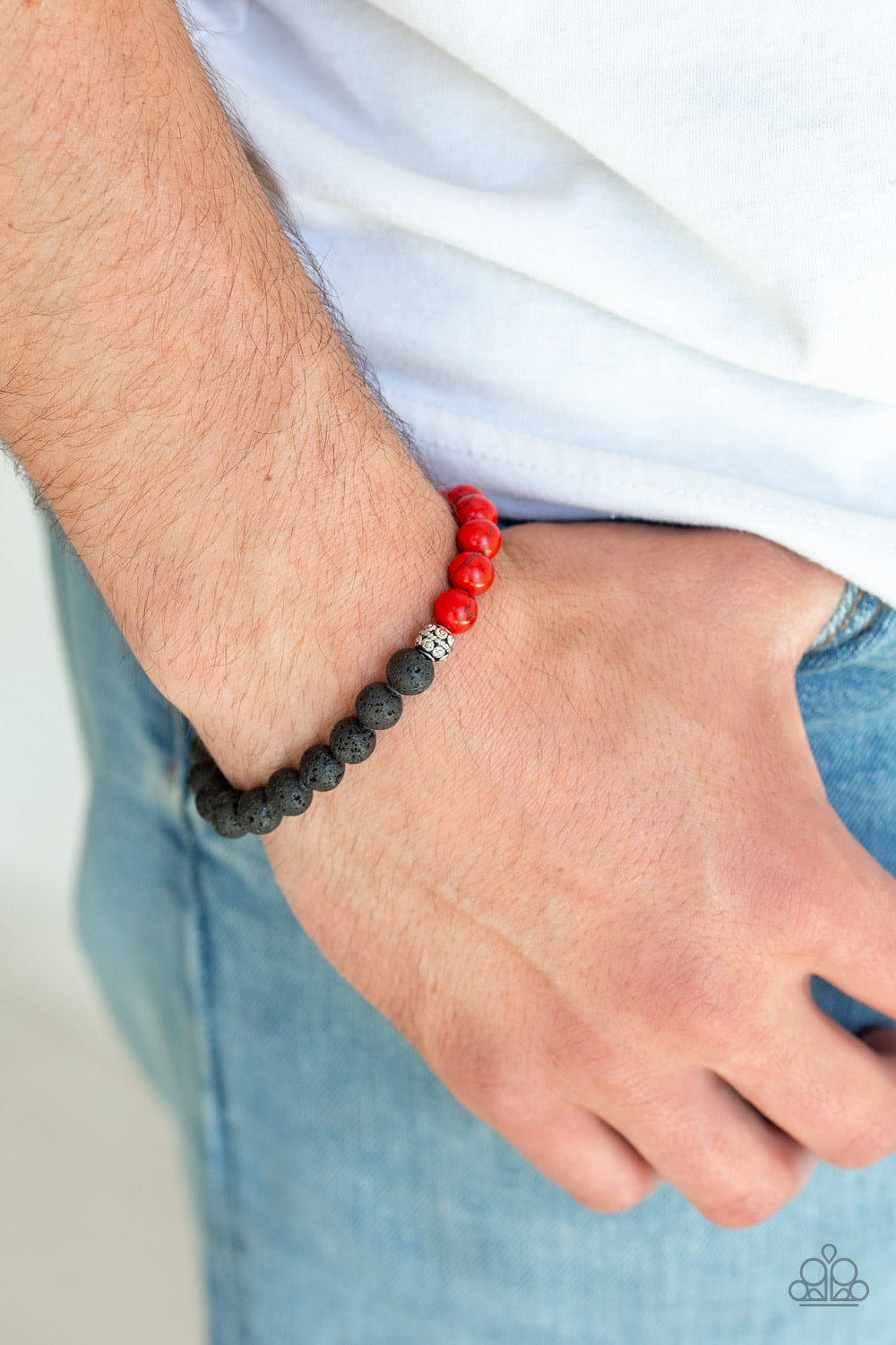 Men’s bracelet multicolor red and black